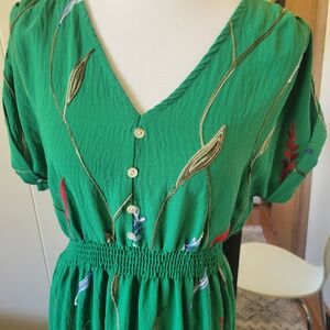 Green Embroidered Button-Down Dress by Kindred